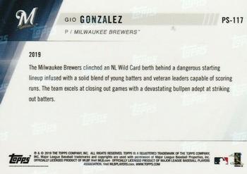 2019 Topps Now Postseason Milwaukee Brewers #PS-117 Gio Gonzalez Back