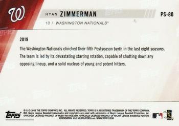 2019 Topps Now Postseason Washington Nationals #PS-80 Ryan Zimmerman Back
