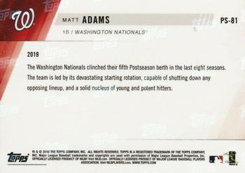 2019 Topps Now Postseason Washington Nationals #PS-81 Matt Adams Back
