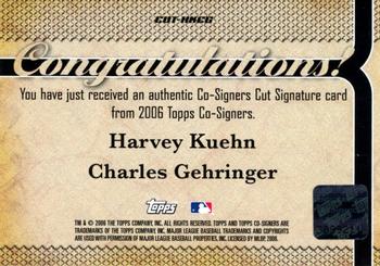 2006 Topps Co-Signers - Dual Cut Signatures #CUT-HKCG Harvey Kuenn / Charles Gehringer Back