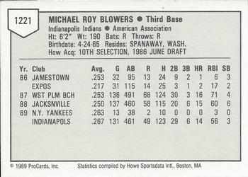 1989 ProCards Triple A #1221 Mike Blowers Back
