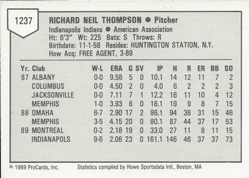 1989 ProCards Triple A #1237 Rich Thompson Back
