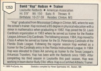 1989 ProCards Triple A #1253 David Hudson Back