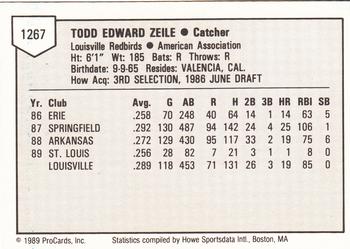 1989 ProCards Triple A #1267 Todd Zeile Back