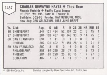 1989 ProCards Triple A #1487 Charlie Hayes Back
