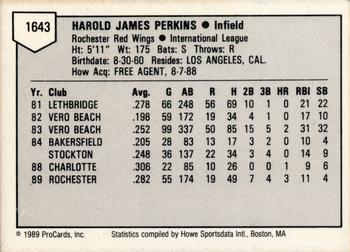 1989 ProCards Triple A #1643 Harold Perkins Back