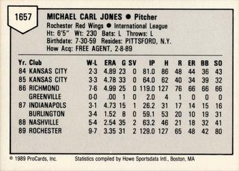 1989 ProCards Triple A #1657 Mike Jones Back