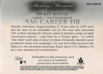 2006 Topps Sterling - Moments Relics #MM-HR49 Mickey Mantle HR 49 Back