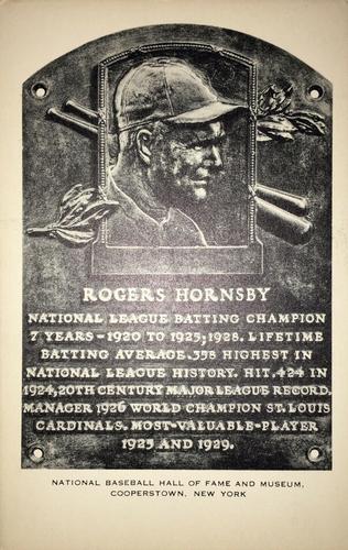 1953-55 Artvue Hall of Fame Plaque Postcards (Type 1) #NNO Rogers Hornsby Front