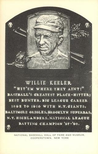 1956-63 Artvue Hall of Fame Plaque Postcards (Type 2) #NNO Willie Keeler Front