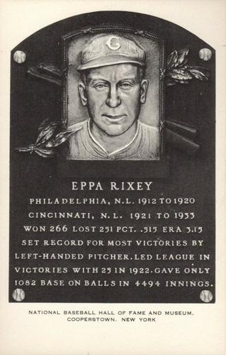 1956-63 Artvue Hall of Fame Plaque Postcards (Type 2) #NNO Eppa Rixey Front