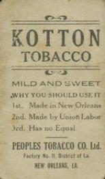 1911-16 People's Tobacco Kotton (T216) #NNO Fred Jacklitsch Back