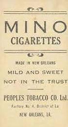 1911-16 People's Tobacco Mino (T216) #NNO Hal Chase Back