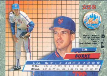 1992 Ultra #228 Tim Burke Back