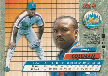 1992 Ultra #229 Vince Coleman Back