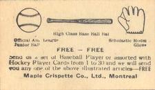 1923 Maple Crispette (V117) #8 Babe Ruth Back