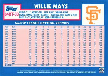 2019 Topps Update - 1984 Topps Baseball 35th Anniversary Oversized Box Loaders #84BT-33 Willie Mays Back