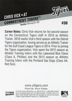 2016 Choice Connecticut Tigers #38 Chris Vick Back