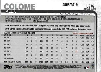 2019 Topps Update - Gold #US76 Alex Colome Back