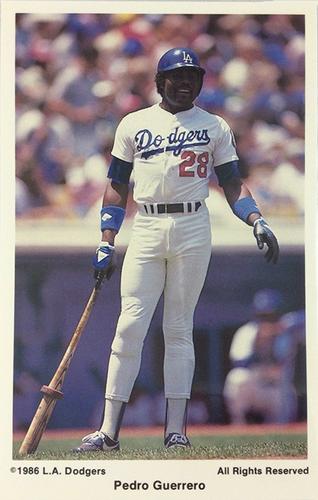 1986 Coca-Cola Los Angeles Dodgers #NNO Pedro Guerrero Front