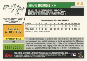 2006 Topps Updates & Highlights - Gold #UH134 Shane Komine Back