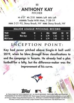 2020 Topps Inception #53 Anthony Kay Back