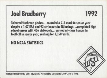 1992 Game Day Wichita State Shockers #7 Joel Bradberry Back