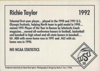 1992 Game Day Wichita State Shockers #30 Richie Taylor Back
