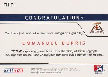 2006 TriStar Prospects Plus - Farm Hands Autographs #FH8 Emmanuel Burriss Back