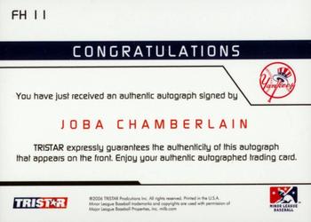 2006 TriStar Prospects Plus - Farm Hands Autographs #FH11 Joba Chamberlain Back