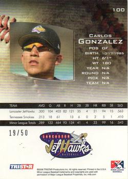 2006 TriStar Prospects Plus - Gold #100 Carlos Gonzalez Back