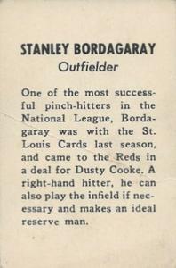 1939 Cincinnati Reds (W711-1) #NNO Frenchy Bordagaray Back