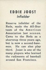 1939 Cincinnati Reds (W711-1) #NNO Eddie Joost Back