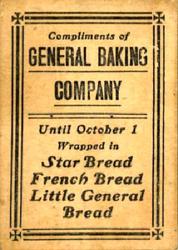 1911-14 General Baking (D304) #NNO Hal Chase Back