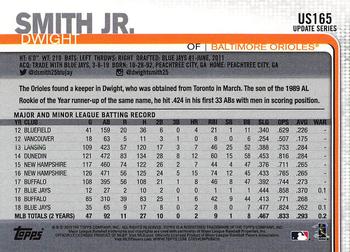 2019 Topps Update - Yellow #US165 Dwight Smith Jr. Back