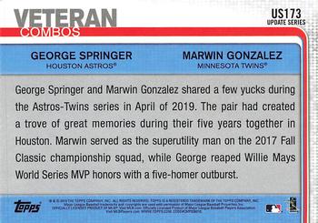 2019 Topps Update - Yellow #US173 Marwin Gonzalez/George Springer Back