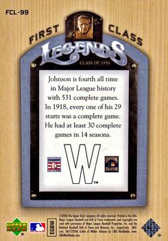 2006 Upper Deck - First Class Legends #FCL-99 Walter Johnson Back
