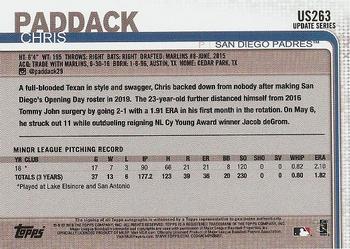 2019 Topps Update - Rookie Variation Autographs #US263 Chris Paddack Back