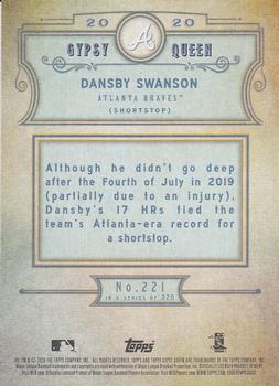 2020 Topps Gypsy Queen #221 Dansby Swanson Back
