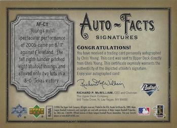 2006 Upper Deck Artifacts - Auto-Facts Signatures #AF-CY Chris Young Back