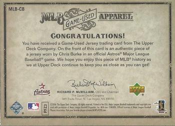 2006 Upper Deck Artifacts - MLB Game-Used Apparel Silver Limited #MLB-CB Chris Burke Back