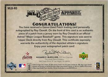 2006 Upper Deck Artifacts - MLB Game-Used Patch Apparel Autographs #RO Roy Oswalt Back