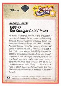 1992 Upper Deck - Baseball Heroes: Johnny Bench and Joe Morgan #38 Johnny Bench Back