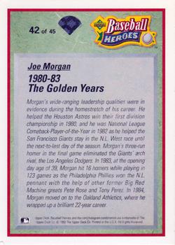 1992 Upper Deck - Baseball Heroes: Johnny Bench and Joe Morgan #42 Joe Morgan Back