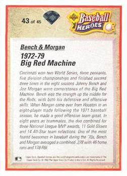 1992 Upper Deck - Baseball Heroes: Johnny Bench and Joe Morgan #43 Johnny Bench / Joe Morgan Back