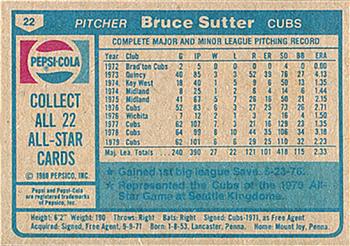 1980 Pepsi-Cola All-Stars #22 Bruce Sutter Back