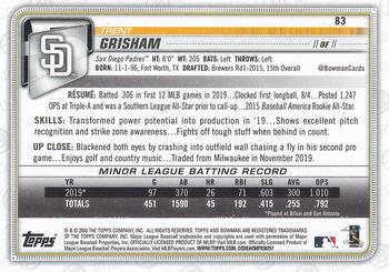 2020 Bowman #83 Trent Grisham Back