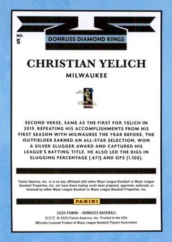 2020 Donruss #5 Christian Yelich Back
