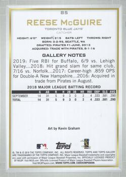 2019 Topps Gallery #85 Reese McGuire Back