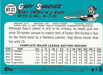 2019 Topps Gallery - Heritage #HT-21 Gary Sanchez Back